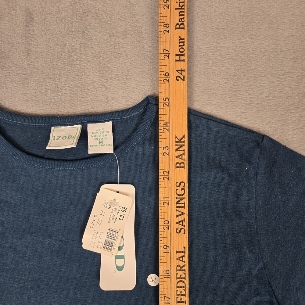 Vintage IZOD T-Shirt Womens Medium Blue Short Sleeve Blank Tee 90's‎ NWT - Picture 6 of 7